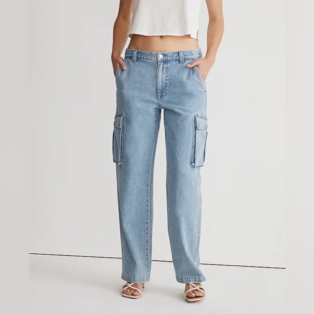 New‎ MADEWELL Low-Slung Straight Cargo Jeans in Coleman Wash in Coleman Wash  32